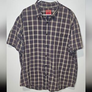 Big Mac Shirt Mens 2XL XXL Jc Penny Workwear Brown Plaid Vintage Short Sleeve B8